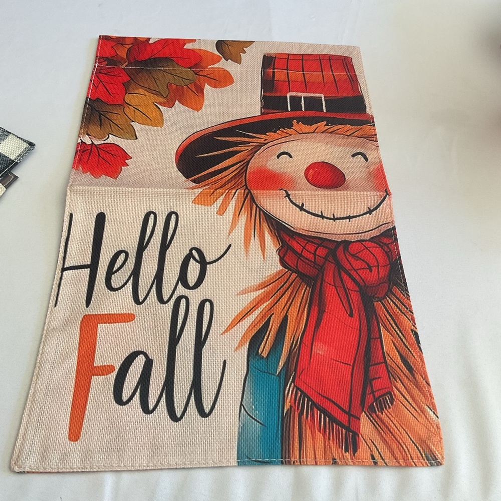 Hello Fall Scarecrow Garden Flag